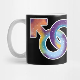 Symbols or signs that refer to men, rainbow and dots, support homosexuality Mug